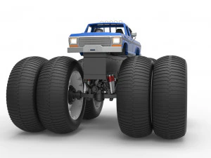 Vintage Monster Truck with double wheels Scale 1 to 25 3D Print Model