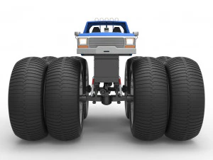 Vintage Monster Truck with double wheels Scale 1 to 25 3D Print Model