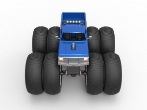 Vintage Monster Truck with double wheels Scale 1 to 25 3D-Druckmodell