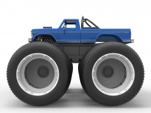 Vintage Monster Truck with double wheels Scale 1 to 25 3D-Druckmodell
