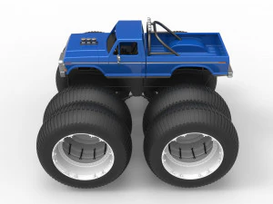Vintage Monster Truck with double wheels Scale 1 to 25 3D Print Model