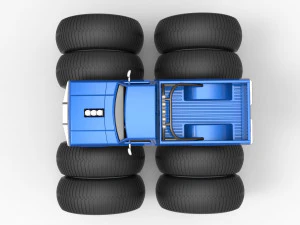 Vintage Monster Truck with double wheels Scale 1 to 25 3D Print Model