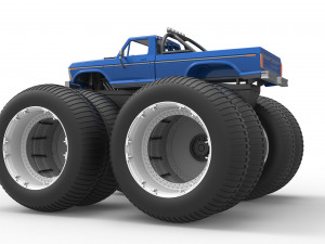 Vintage Monster Truck with double wheels Scale 1 to 25 3D-Druckmodell
