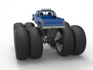 Vintage Monster Truck with double wheels Scale 1 to 25 3D Print Model