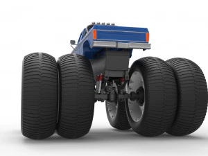 Vintage Monster Truck with double wheels Scale 1 to 25 3D Print Model