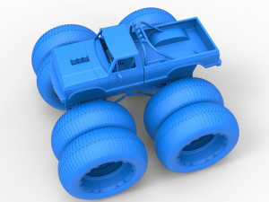 Vintage Monster Truck with double wheels Scale 1 to 25 3D-Druckmodell