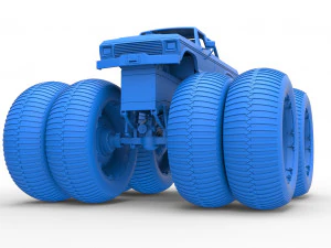 Vintage Monster Truck with double wheels Scale 1 to 25 3D Print Model