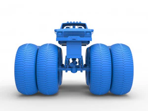 Vintage Monster Truck with double wheels Scale 1 to 25 3D Print Model