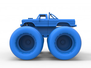 Vintage Monster Truck with double wheels Scale 1 to 25 3D-Druckmodell