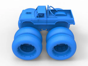 Vintage Monster Truck with double wheels Scale 1 to 25 3D Print Model