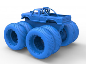 Vintage Monster Truck with double wheels Scale 1 to 25 3D-Druckmodell