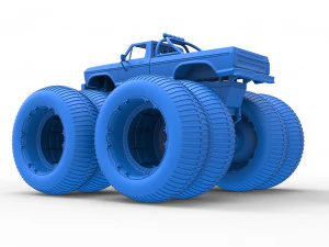 Vintage Monster Truck with double wheels Scale 1 to 25 3D Print Model