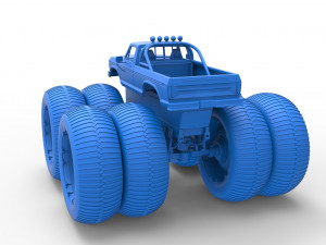 Vintage Monster Truck with double wheels Scale 1 to 25 3D-Druckmodell