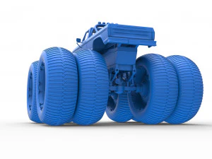 Vintage Monster Truck with double wheels Scale 1 to 25 3D Print Model