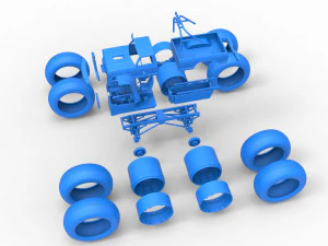 Vintage Monster Truck with double wheels Scale 1 to 25 3D Print Model
