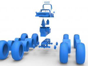 Vintage Monster Truck with double wheels Scale 1 to 25 3D-Druckmodell