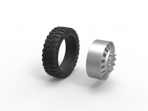 Front semi wheel for pickup Version 16 Scale 1 to 25 Model do druku 3D