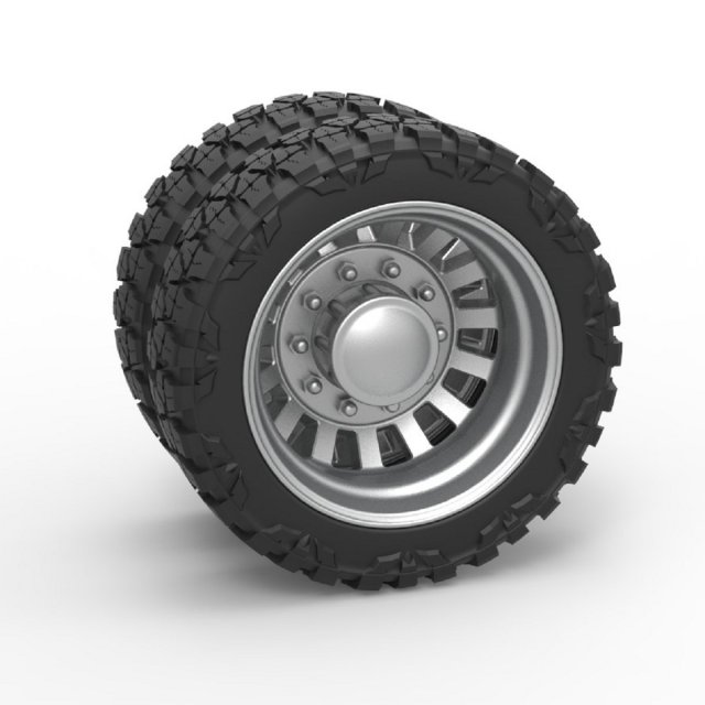 Rear semi wheel for pickup Version 16 Scale 1 to 25 3D-printmodel .c4d .max .obj .3ds .fbx .stl .blend 