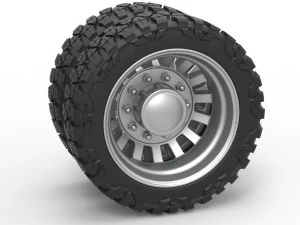 पिकअप के लिए रियर सेमी व्हील संस्करण 16 स्केल 1 से 25 3D प्रिंट मॉडल