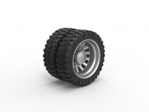 Rear semi wheel for pickup Version 16 Scale 1 to 25 3D-printmodel