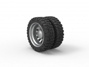 Rear semi wheel for pickup Version 16 Scale 1 to 25 3D-printmodel