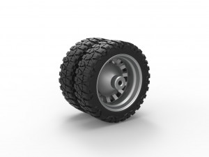 Rear semi wheel for pickup Version 16 Scale 1 to 25 3D-printmodel