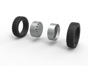 Rear semi wheel for pickup Version 16 Scale 1 to 25 3D-printmodel
