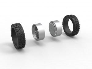 Rear semi wheel for pickup Version 16 Scale 1 to 25 3D-printmodel