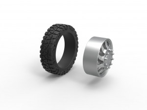 Front semi wheel for pickup Version 17 Scale 1 to 25 3D Print Model