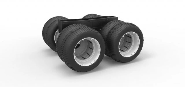 Chassis of vintage monster truck with double wheels Scale 1 to 25 3D Print Model .c4d .max .obj .3ds .fbx .stl .blend