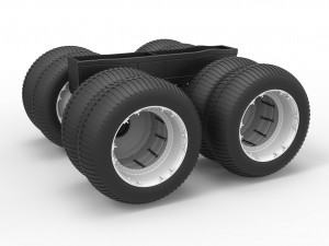 Chassis of vintage monster truck with double wheels Scale 1 to 25 3D प्रिंट मॉडल