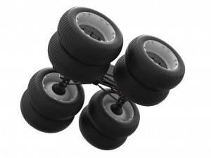 Chassis of vintage monster truck with double wheels Scale 1 to 25 Modelo de Impressão 3D