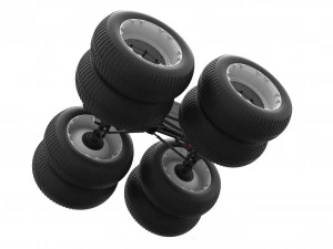 Chassis of vintage monster truck with double wheels Scale 1 to 25 3D Print Model