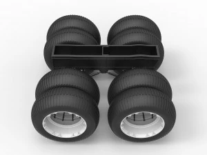 Chassis of vintage monster truck with double wheels Scale 1 to 25 3D Print Model