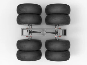 Chassis of vintage monster truck with double wheels Scale 1 to 25 3D Print Model