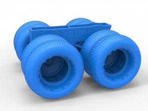 Chassis of vintage monster truck with double wheels Scale 1 to 25 3D Print Model