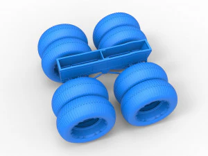 Chassis of vintage monster truck with double wheels Scale 1 to 25 3D Print Model