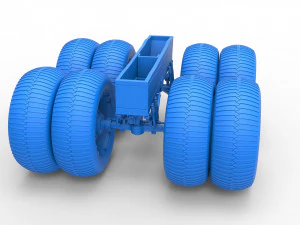 Chassis of vintage monster truck with double wheels Scale 1 to 25 3D Print Model