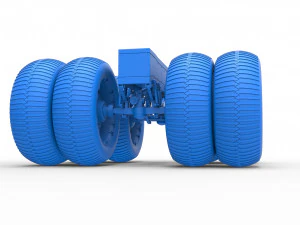 Chassis of vintage monster truck with double wheels Scale 1 to 25 3D Print Model