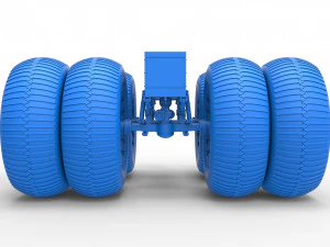 Chassis of vintage monster truck with double wheels Scale 1 to 25 3D Print Model