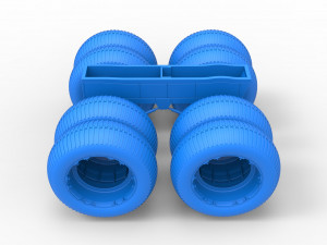 Chassis of vintage monster truck with double wheels Scale 1 to 25 Modelo de Impressão 3D