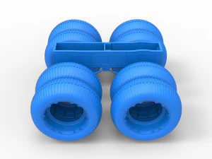 Chassis of vintage monster truck with double wheels Scale 1 to 25 3D Print Model