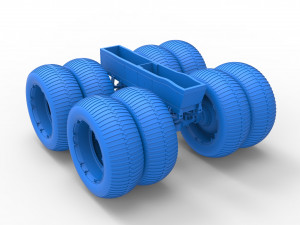 Chassis of vintage monster truck with double wheels Scale 1 to 25 Modelo de Impressão 3D