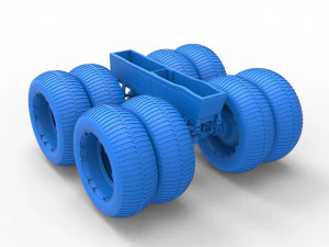 Chassis of vintage monster truck with double wheels Scale 1 to 25 3D Print Model