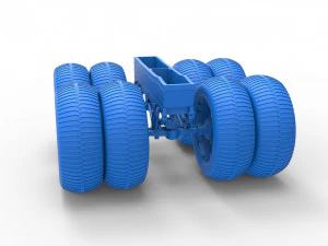 Chassis of vintage monster truck with double wheels Scale 1 to 25 3D Print Model