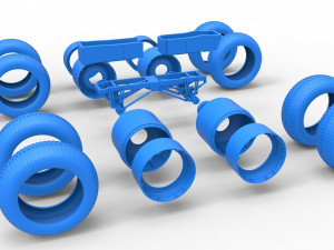 Chassis of vintage monster truck with double wheels Scale 1 to 25 Modelo de Impressão 3D