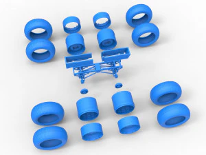 Chassis of vintage monster truck with double wheels Scale 1 to 25 3D Print Model