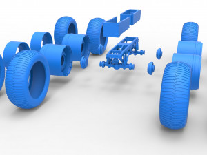 Chassis of vintage monster truck with double wheels Scale 1 to 25 Modelo de Impressão 3D