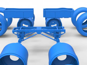 Chassis of vintage monster truck with double wheels Scale 1 to 25 3D Print Model