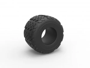 Monster Jam tire 27 Scale 1 to 25 3D Print Model